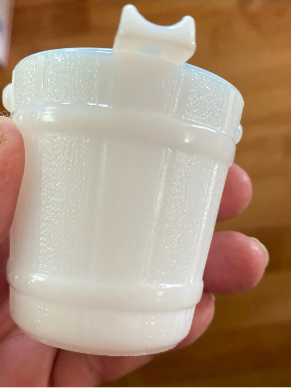 Source Unknown White milk glass  Mini Bucket Serveware. Individual ash tray.1930